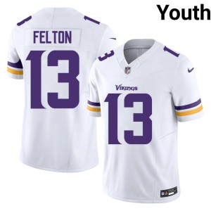 #13 Vikings Youth Tai Felton Replica White Jerseys 888147-288
