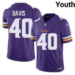 #40 Embroidery The Purple Youth Terrill Davis Purple Jerseys 217893-151