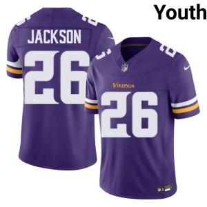#26 Official Youth Vikings Theo Jackson Purple Jerseys 998435-494