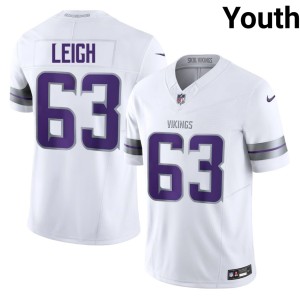 #63 Alternate White Youth Tristan Leigh Game Vikings Jersey 243839-368