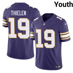 #19 Throwback Official Adam Thielen Youth Minnesota Vikings Purple Jersey 471363-694