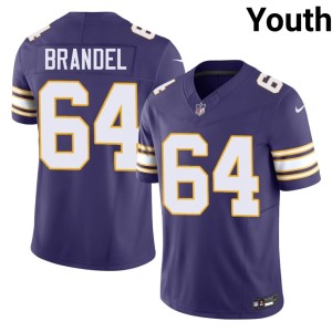 #64 Blake Brandel Throwback Stitched Vikings Purple Youth Jersey 419191-882