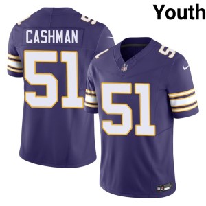 #51 Embroidery Blake Cashman MIN Vikings Youth Purple Throwback Jerseys 743790-335