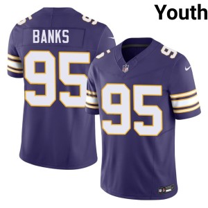 #95 Limited Caleb Banks Purple Purple Pride Throwback Youth Jersey 271642-496