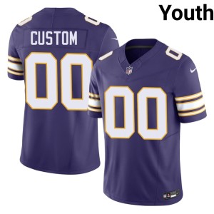 #00 Custom Youth Purple MIN Throwback NIL Jerseys 105755-707