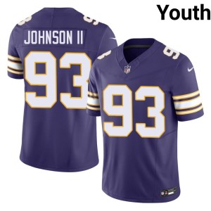 #93 Throwback Youth Purple Vikings Eric Johnson II Limited Jerseys 375851-259