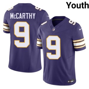 #9 J.J. McCarthy Embroidery MIN Youth Purple Throwback Jersey 544496-852