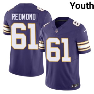 #61 Jalen Redmond Purple Throwback Vikings Nation NFL Youth Jersey 357794-417