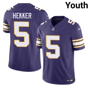 #5 MIN Johnny Hekker Youth Purple Stitched Throwback Jerseys 749751-329