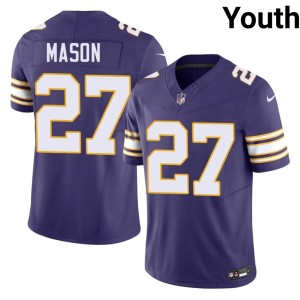 #27 The Purple and Gold Jordan Mason Youth Throwback Replica Purple Jerseys 605425-735