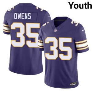 #35 Purple Embroidery Vikings Youth Throwback Kejon Owens Jerseys 119189-611