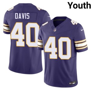 #40 Throwback The Purple and Gold Youth Terrill Davis Replica Purple Jerseys 275030-888