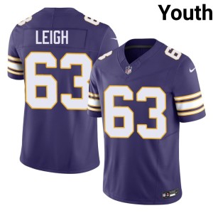 #63 Throwback Youth Tristan Leigh NFL Purple Vikings Nation Jersey 468233-564