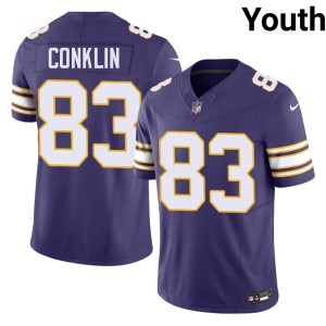 #83 Purple Stitched Youth Throwback Purple Pride Tyler Conklin Jersey 878244-238