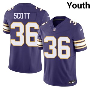 #36 Zavier Scott Purple Vikings Nation Youth Embroidery Throwback Jerseys 353137-708