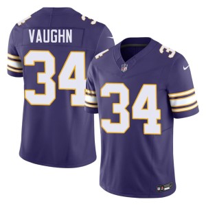 #34 Stitched Vikings Zemaiah Vaughn Throwback Purple Mens Jerseys 420060-389